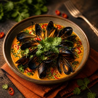 Mussels Panang Curry Sauce
