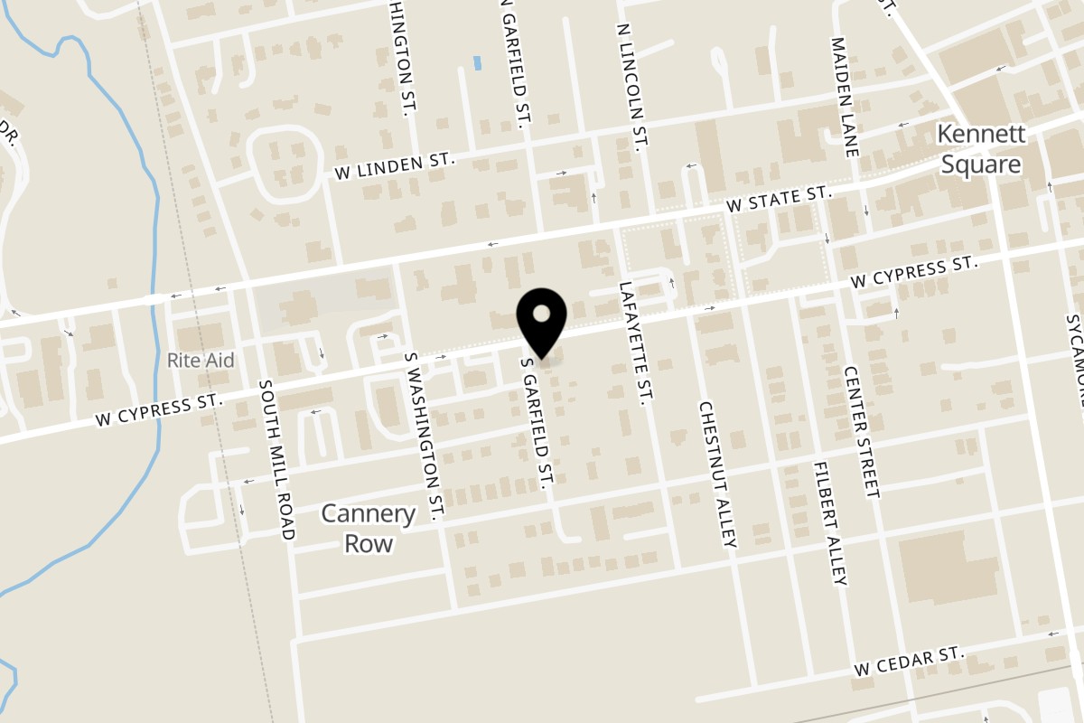 Map showing the location of Sang Tong Thai on 420 W Cypress St in Kennett Square
